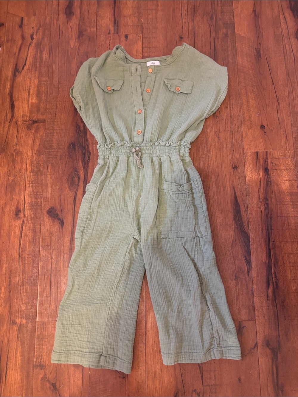 dip Sage Green Gauze Kids One-Piece Jumpsuit